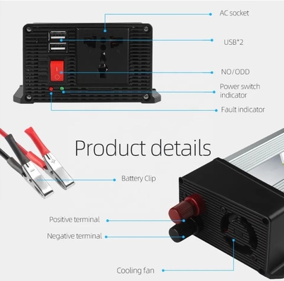 محول الطاقة الشمسية المركب على السيارة 500 وات 12 فولت إلى 220 فولت منزلي 5 فولت 2.1a مع USB مزدوج