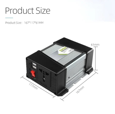 محول الطاقة الشمسية المركب على السيارة 500 وات 12 فولت إلى 220 فولت منزلي 5 فولت 2.1a مع USB مزدوج