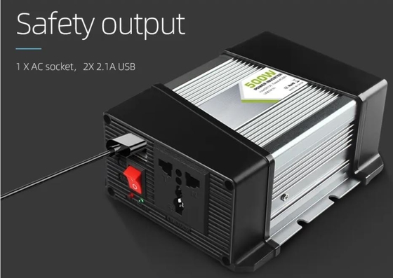 محول الطاقة الشمسية المركب على السيارة 500 وات 12 فولت إلى 220 فولت منزلي 5 فولت 2.1a مع USB مزدوج