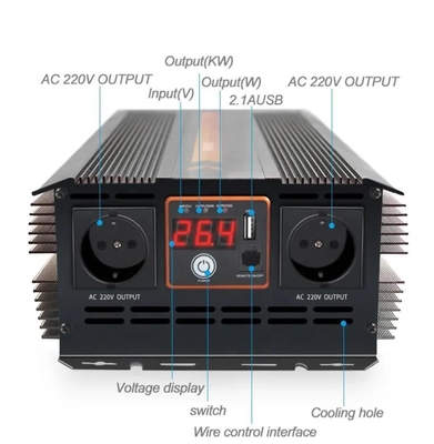 12v إلى 220v خارج الشبكة المعدلة موجة جيبية العاكس عالية الطاقة 3kw