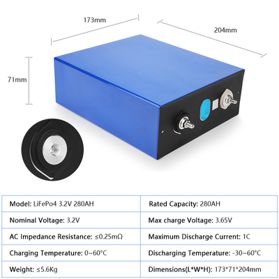 3.2V 280AH LiFePO4 بطارية حزم 3500 مرة دورة الحياة لأدوات الطاقة
