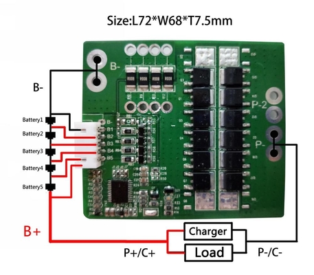 18.5V 30A 5S LTO بطارية BMS سمك 1.6 مم لحزمة بطارية ليثيوم أيون