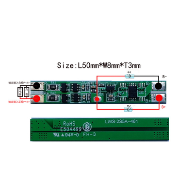 توازن نشط BMS صغير ، بطارية ليبو إيجابية 7.4V 3A BMS