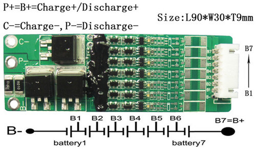 التوازن النشط 32650 بطارية Lifepo4 BMS 10A 12.8V-25.9V 4S-7S