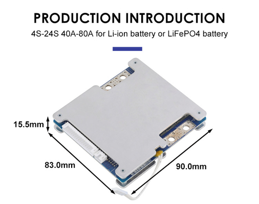 لوحة حماية البطارية LiFepo4 BMS PCM Smart 19s 60V 40A مع التوازن