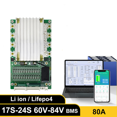 لوحة حماية البطارية الذكية ، BMS مع موازن 17S-24S 80A مع BT UART 60V 72V
