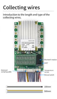 لوحة حماية البطارية الذكية ، BMS مع موازن 17S-24S 80A مع BT UART 60V 72V
