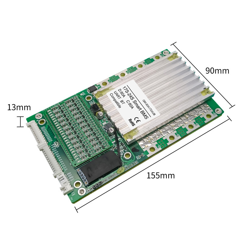 لوحة حماية البطارية الذكية ، BMS مع موازن 17S-24S 80A مع BT UART 60V 72V